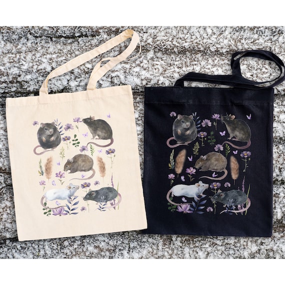 Rats Tote Bag Rat Lover Cotton Canvas Tote Bag Rats Print Carry
