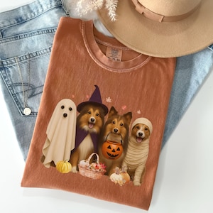 Comfort Colors Halloween Shetland Sheepdog Shirt Sheltie Tshirt Sheltie Fall Clothing Halloween Dog Gifts Sheltie Mom Sheltie Gift