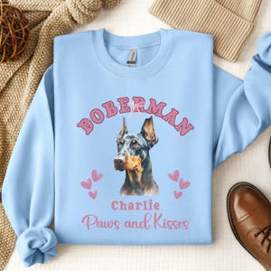 Personalized Doberman Sweatshirt Doberman Valentine&#39;s day Gift Doberman Mom Doberman Sweater Doberman Gift Valentine Doberman Gifts