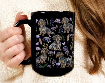 Wirehaired Dachshund Mug Black Mug 11oz 15oz Dachshund Mom Doxie Dad Wirehaired Doxie Gift Dachshund Gifts Coffee Mugs Dog Mom Gifts