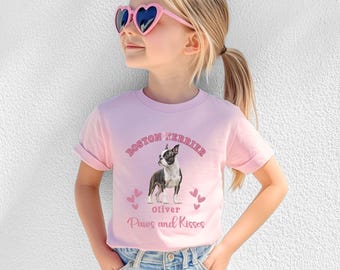 Personalized KIDS Boston Terrier Tshirt Youth Boston Terrier Gifts Boston Terrier Shirt Boston Terrier Lover Gift Custom Boston Terrier
