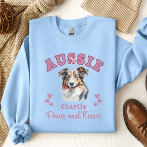 Personalized Australian Shepherd Sweatshirt Australian Shepherd Valentine&#39;s day Gift Aussie Mom Australian Shepherd Sweater Aussie Gift