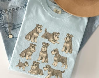 Camiseta retro de Schnauzer de colores cómodos, para mamá, regalos, camiseta de Schnauzer de los 90, para amantes de los perros.