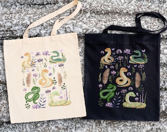 Snake Tote Bag Snakes Cotton Canvas Tote Bag Snake Print Carry Bag Snake Lover Snake Gifts Snake Mom Gift Snakes Print Tote Bag