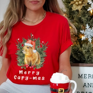 Maglietta Capibara Natale Capibara Maglietta Capibara Regalo Capibara Stampa Regali Capibara Maglietta Amante Capibara Magliette Carine Capibara