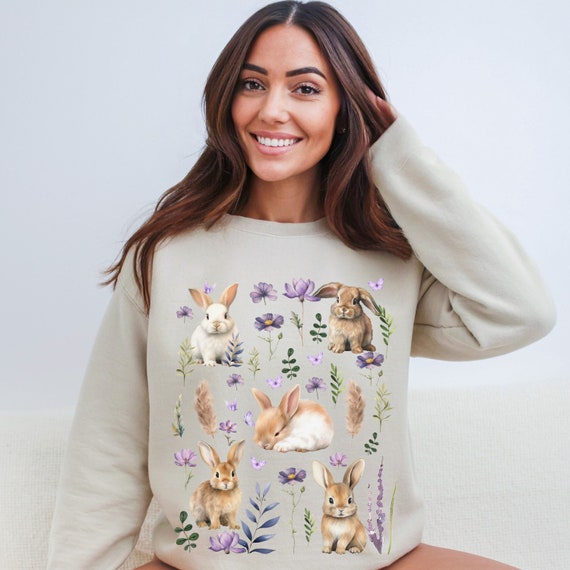 Rabbit Sweater Bunny Sweatshirt Bunny Sweater Kawaii Clothes Easter Sweatshirt Bunny Sweaters Bunny Mom Shirt Rabbit Clothes Floral Bunny Etsy Canada