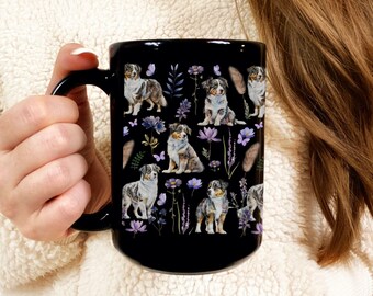 Australische herder mok zwarte mok 11oz 15oz Aussie herder moeder Aussie vader Aussie cadeau Australische herder geschenken koffiemokken hond moeder geschenken
