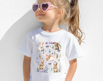 T-shirt konijnen konijn bloemen konijn T-shirt kinderen konijnen T-shirt jeugd konijn T-shirt konijn kinder T-shirt Paascadeaus Paasshirt kinderen meisjes Pasen