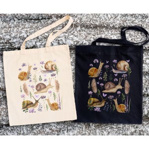 Snails Tote Bag Cute Snails Cotton Canvas Tote Bag Snails Print Carry Bag Snails Lover Snails Gifts Snails Lover Gift Cottagecore Tote Bag