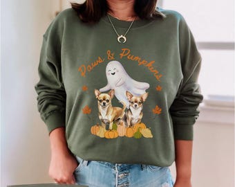 ハロウィンチワワスウェットシャツ秋服チワワハロウィンセーターチワワギフトパンプキンスウェットシャツチワワママチワワセーター