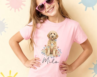 Personlig Goldendoodle-tröja för barn, anpassad Goldendoodle-t-shirt för ungdomar, Goldendoodle-presenter för barn, hundälskare-tröjor för barn