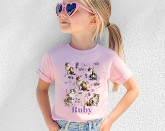 Personalized Calico Cat Shirt Kids Floral Calico Cat Tshirt Calico Kids Tee Calico Cat Youth T Shirt Calico Cat Gifts Cat Shirts For Kids