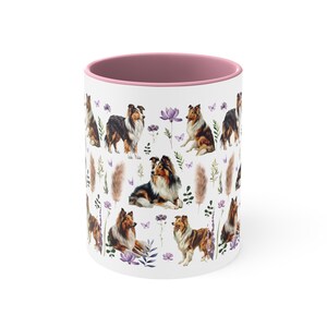 Becher mit Collie-Motiv, Kaffeetasse mit Collie-Motiv, Collie-Liebhaber-Kaffeebecher mit Blumenmuster, Becher mit Wildblumenmuster, Geschenke für Collie-Fans, Collie-Mama Bild 6