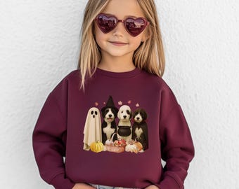 KIDS Sheepadoodle Halloween Sweatshirt, Youth Sheepadoodle Sweater, Halloween Dog Sweatshirt, Sheepadoodle Lover Gifts, Halloween Sheepa