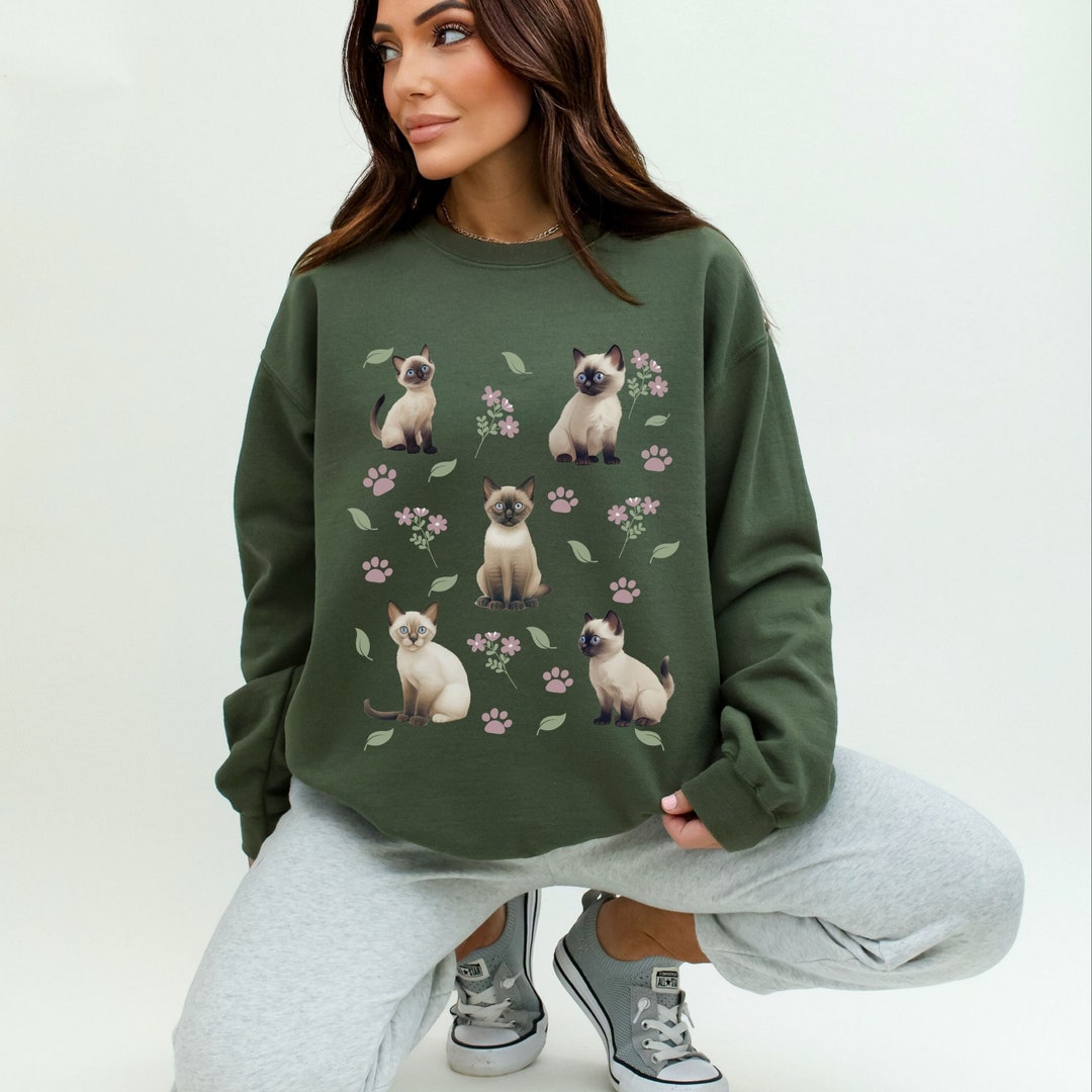Siamese Cat Sweatshirt Siamese Cat Sweater Siamese Cats Etsy