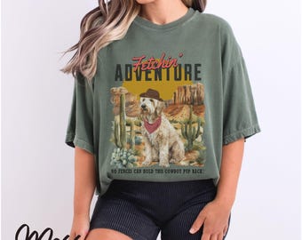 Komfort Farben Western Goldendoodle Shirt, Goldendoodle Tshirt, Hundemama Geschenke, Cowboy Shirts, Geschenk für Frauen, Western Cowgirl, Goldendoodle