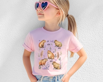 Kids Capybara Shirt Floral Capybara Tshirt Kids Capybaras Tee Youth Capybara TShirt Capybara Kids T Shirt Capybara Gifts Capybara Youth Tee