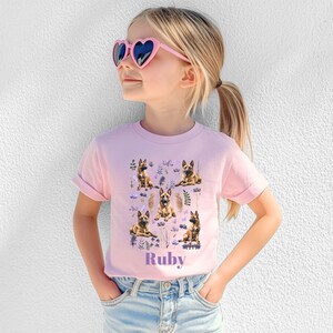 Personalized Belgian Malinois Shirt Kids, Floral Malinois T shirt, Malinois Kids Tee, Malinois Youth TShirt, Malinois Gifts, Shirts For Kids