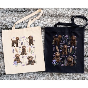 Chocolate Labradoodle Cotton Canvas Tote Bag Labradoodle Tote Bag Labradoodle Shoulder Bag Labradoodle Carry Bag Doodle Lover Doodle Gifts