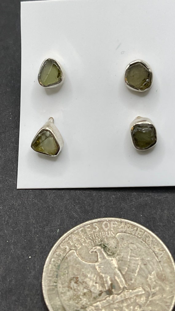 Moldavite Stud Earrings - image 1