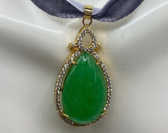 Green Jade Pendant | Jade Heart Pendant Necklace | August Birthstone | Good Luck Jade