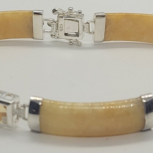 Yellow Citrine shops Jade Tennis Bracelet | Antique 925 Sterling Silver Citrine Yellow Jade Bracelet | Vintage Silver Jade Citrine Tennis Bracelet