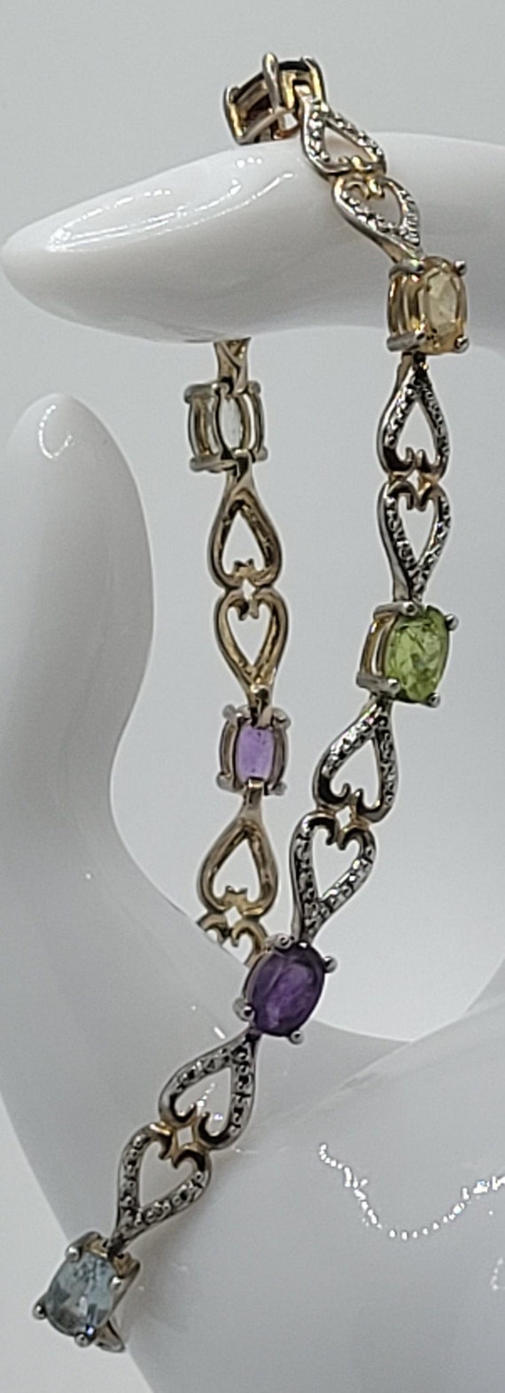 Vintage Gemstone Bracelet | Diamond Topaz Amethys… - image 3