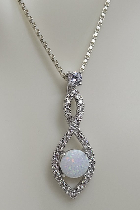 White Opal Pendant Necklace | White Fire Opal Pend