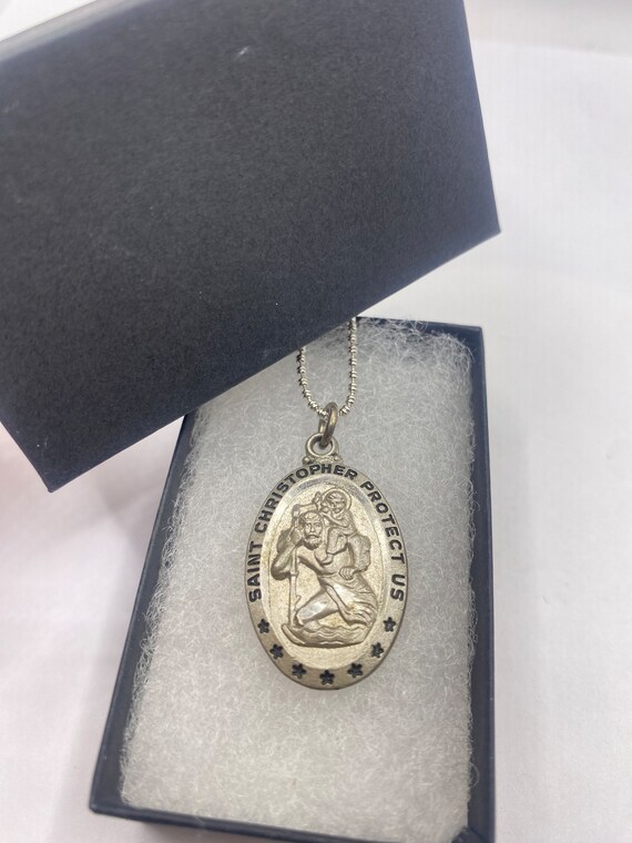 Vintage Saint Christopher Protection Amulet Neckl… - image 5