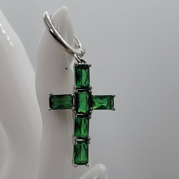 Green Cross Earrings | Green Gemstone Earrings | … - image 5