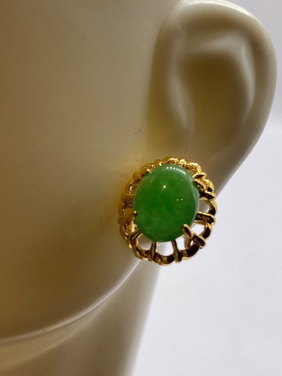 Golden Jade | Jade Stud Earrings - image 1