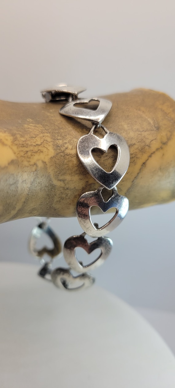 Vintage Silver Hearts Bracelet - image 1