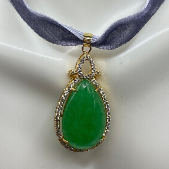 Green Jade Pendant | Jade Heart Pendant Necklace … - image 1