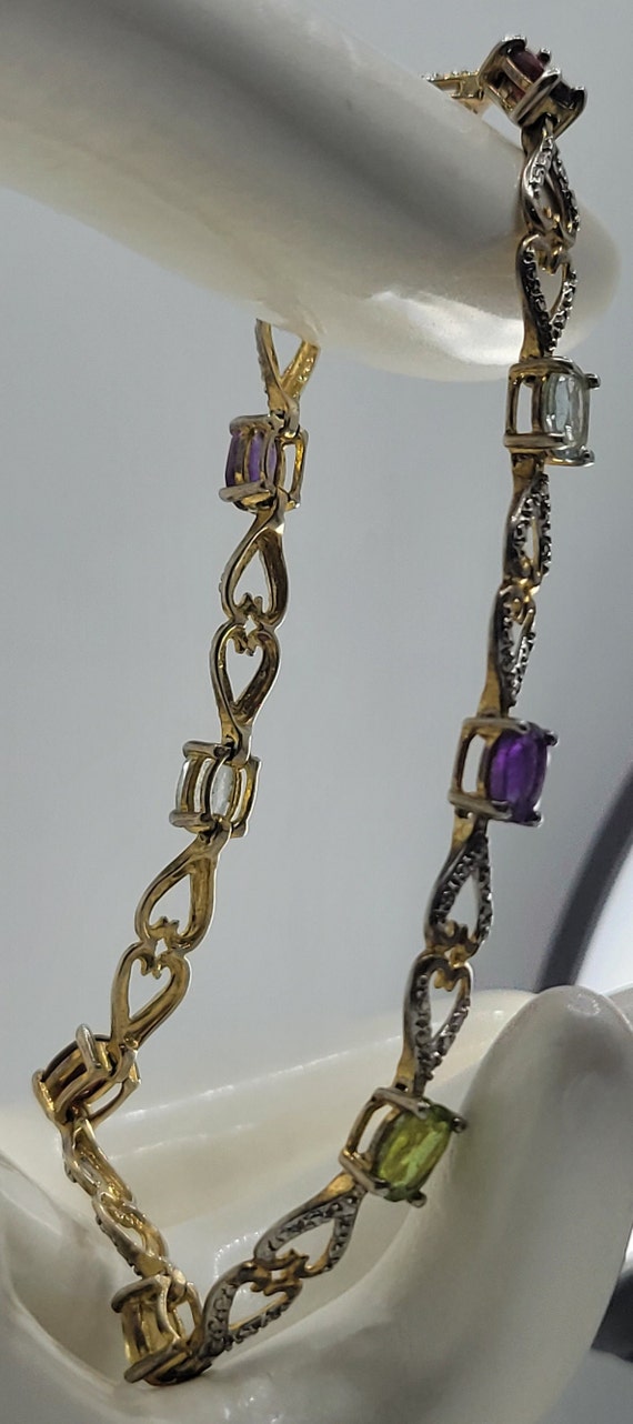 Vintage Gemstone Bracelet | Diamond Topaz Amethys… - image 7