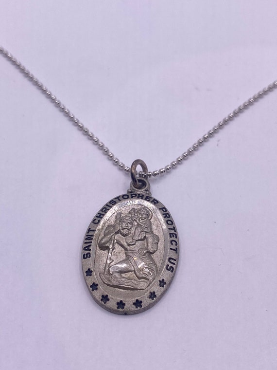 Vintage Saint Christopher Protection Amulet Neckl… - image 3