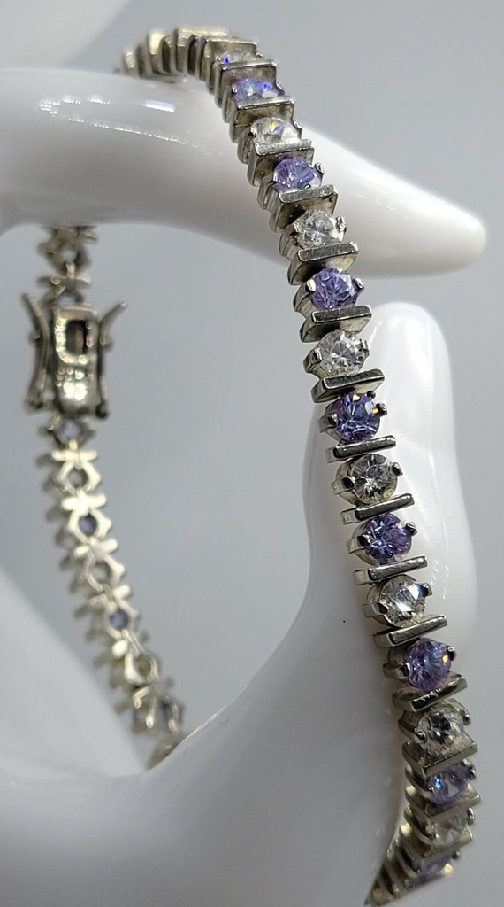 Vintage Violet Tennis Bracelet | Art Deco Sterling