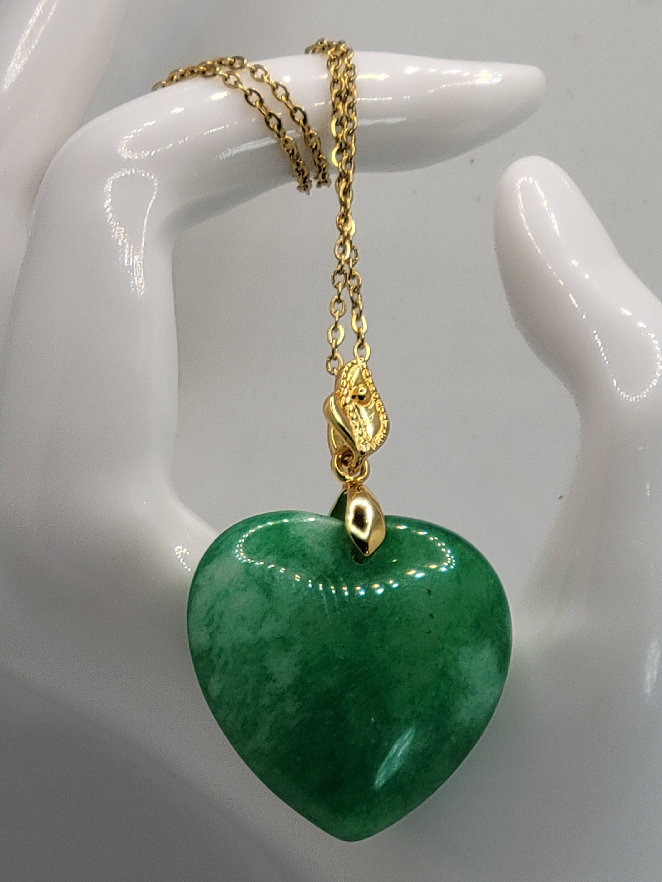 Green Jade Pendant Jade Heart Pendant Necklace August Etsy