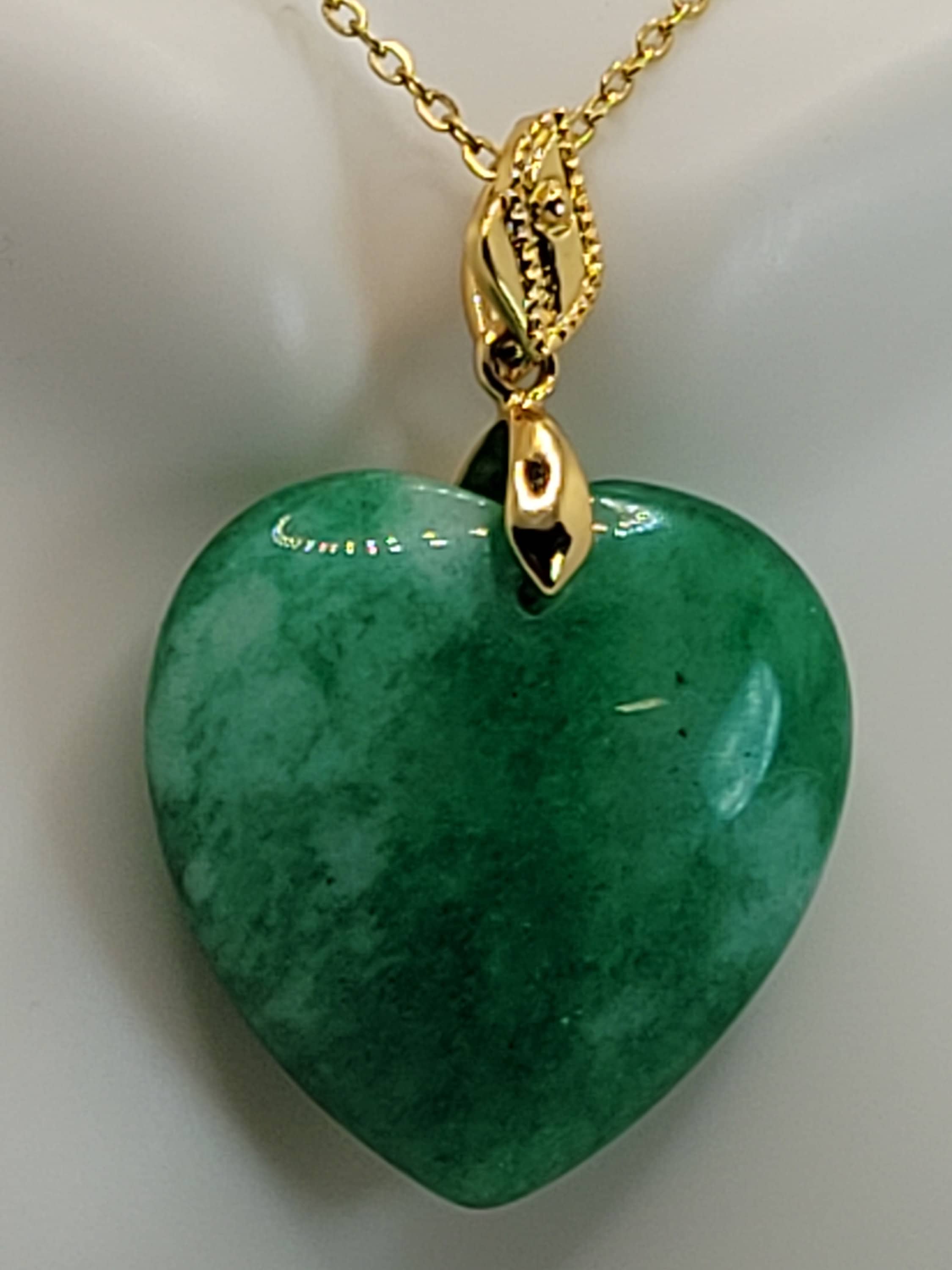 Green Jade Pendant Jade Heart Pendant Necklace August Etsy