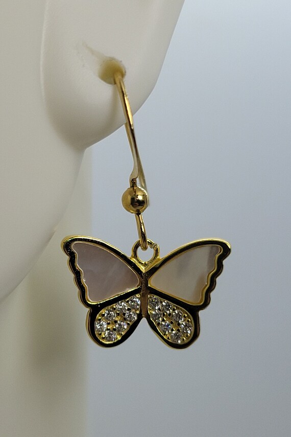 Butterfly Earrings | White Earrings | Antique Earr