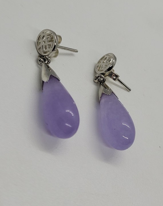 Purple Drop Earrings | Antique Jade Earrings in 9… - image 2
