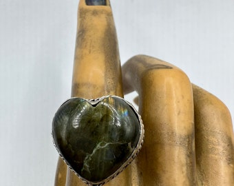 Vintage Labradorite Statement Ring | Size 7.5  Gift for Her | Stocking Stuffer | Present for Wife | Statement Jewelry