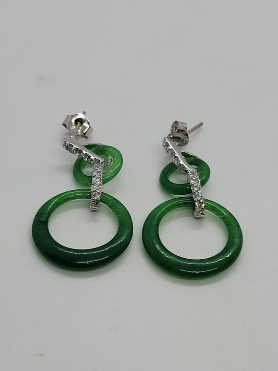 Green Jade Earrings | Jade Hoop Earrings | Antiqu… - image 2