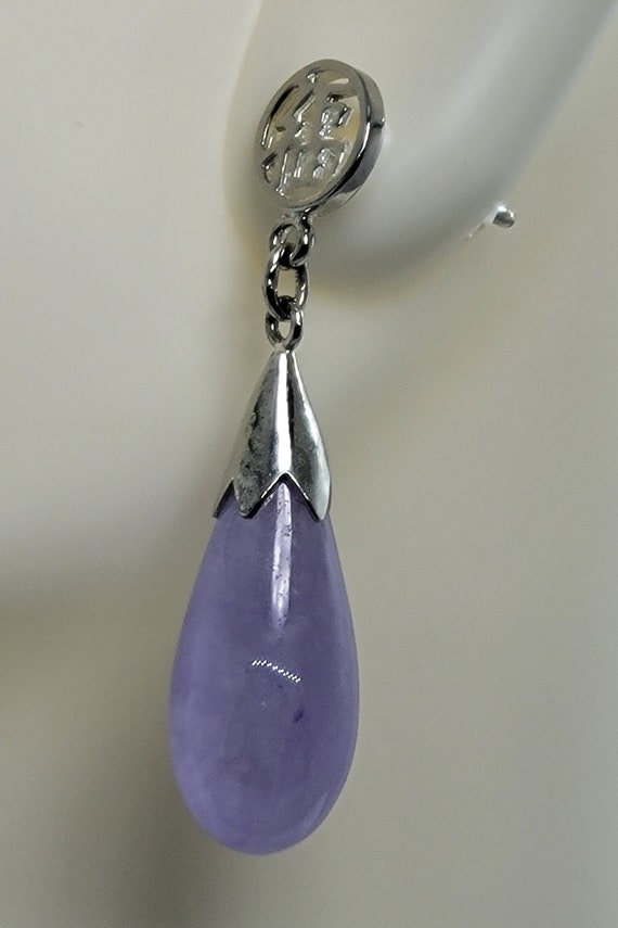 Purple Drop Earrings | Antique Jade Earrings in 9… - image 1