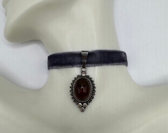 Elijah Vintage Red garnet choker 925 Sterling Silver