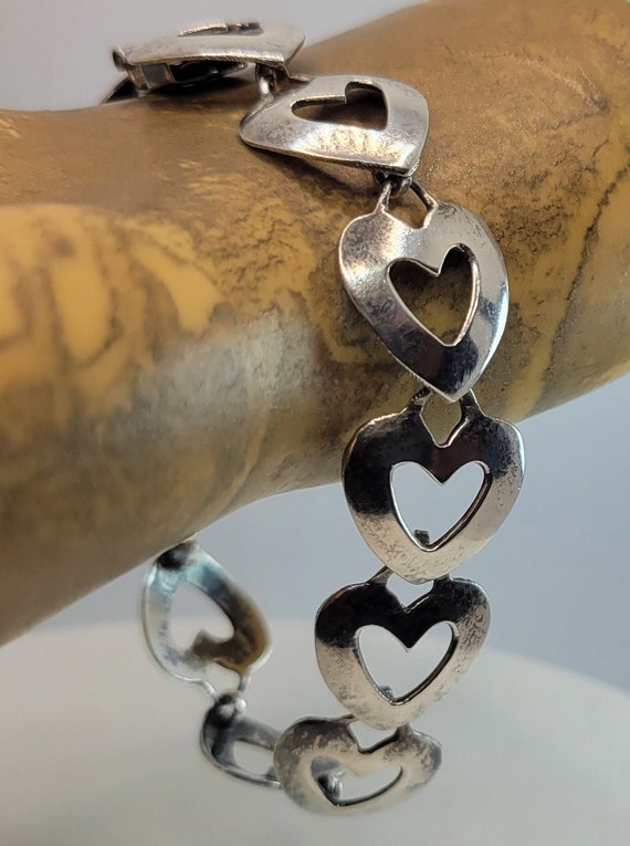 Vintage Silver Hearts Bracelet - image 2