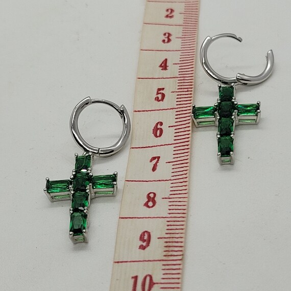 Green Cross Earrings | Green Gemstone Earrings | … - image 7
