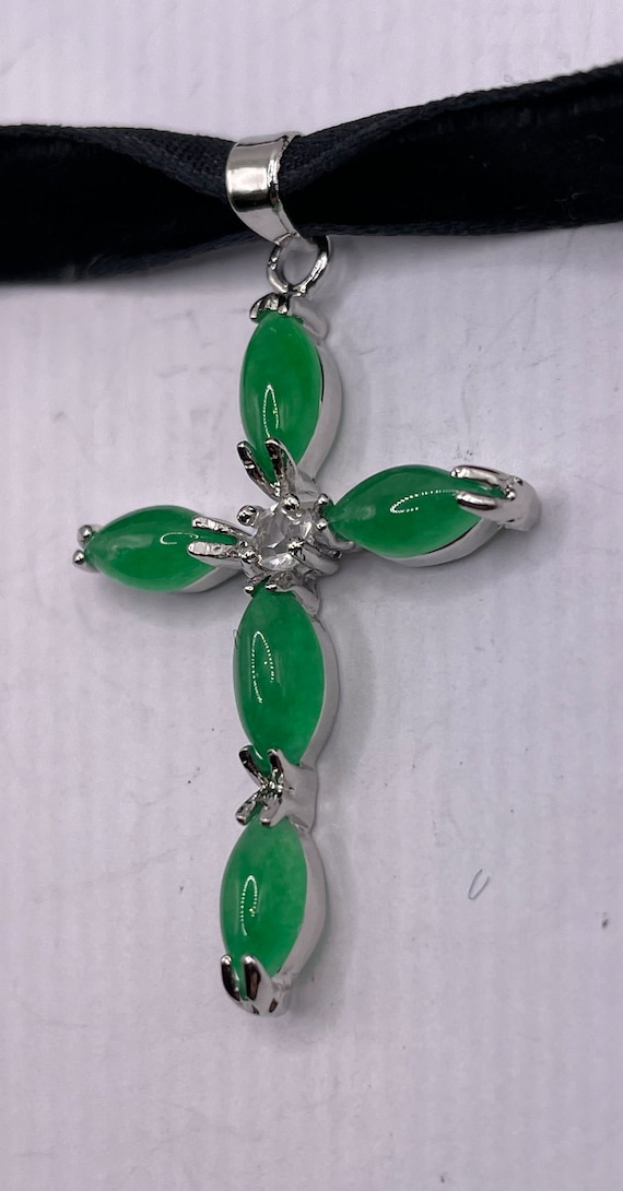 Green Jade Pendant | Jade Cross Pendant Necklace |