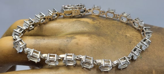 White Sapphire Tennis Bracelet | Clear Gemstones … - image 4