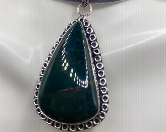 Vintage Bloodstone Pendant Necklace | Stocking Stuffer | Gift for Her | Statement Jewelry