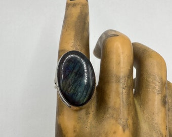 Vintage Labradorite Statement Ring | Size 7 | Gift for Her | Stocking Stuffer | Present for Wife | Statement Jewelry